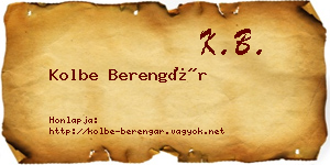 Kolbe Berengár névjegykártya